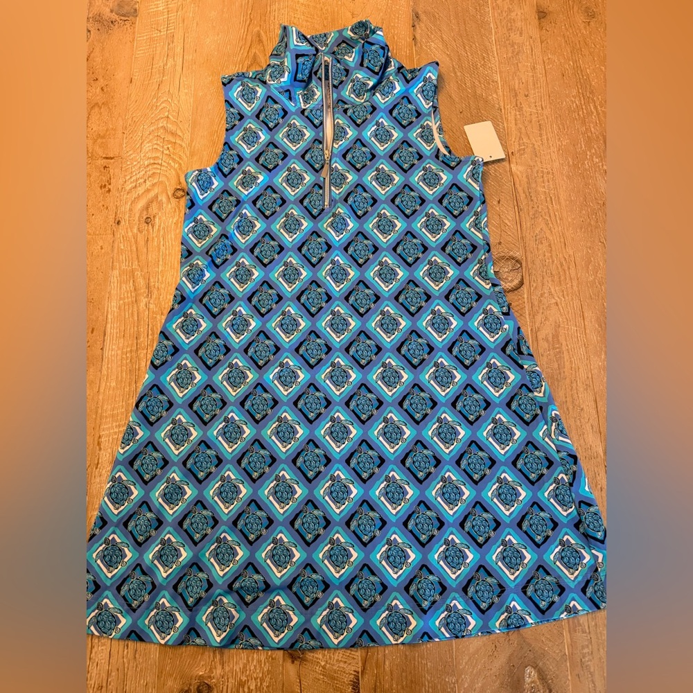 Lulu-B Blue Geometric Sleeveless Mini Dress